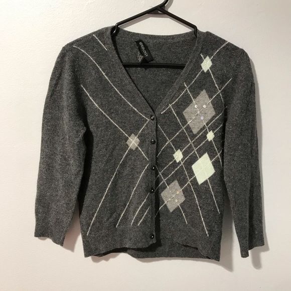 Ideology Wool Rabbit Hair V-neck Sweater Cardigan - Picture 1 of 5